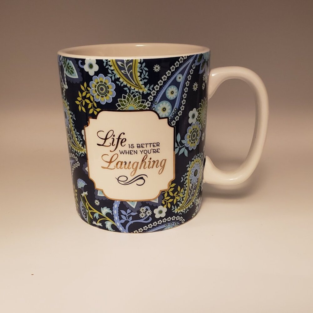 3/$10 Life Is Better When You're Laughing Blue Inspirational Coffee Mug Joann